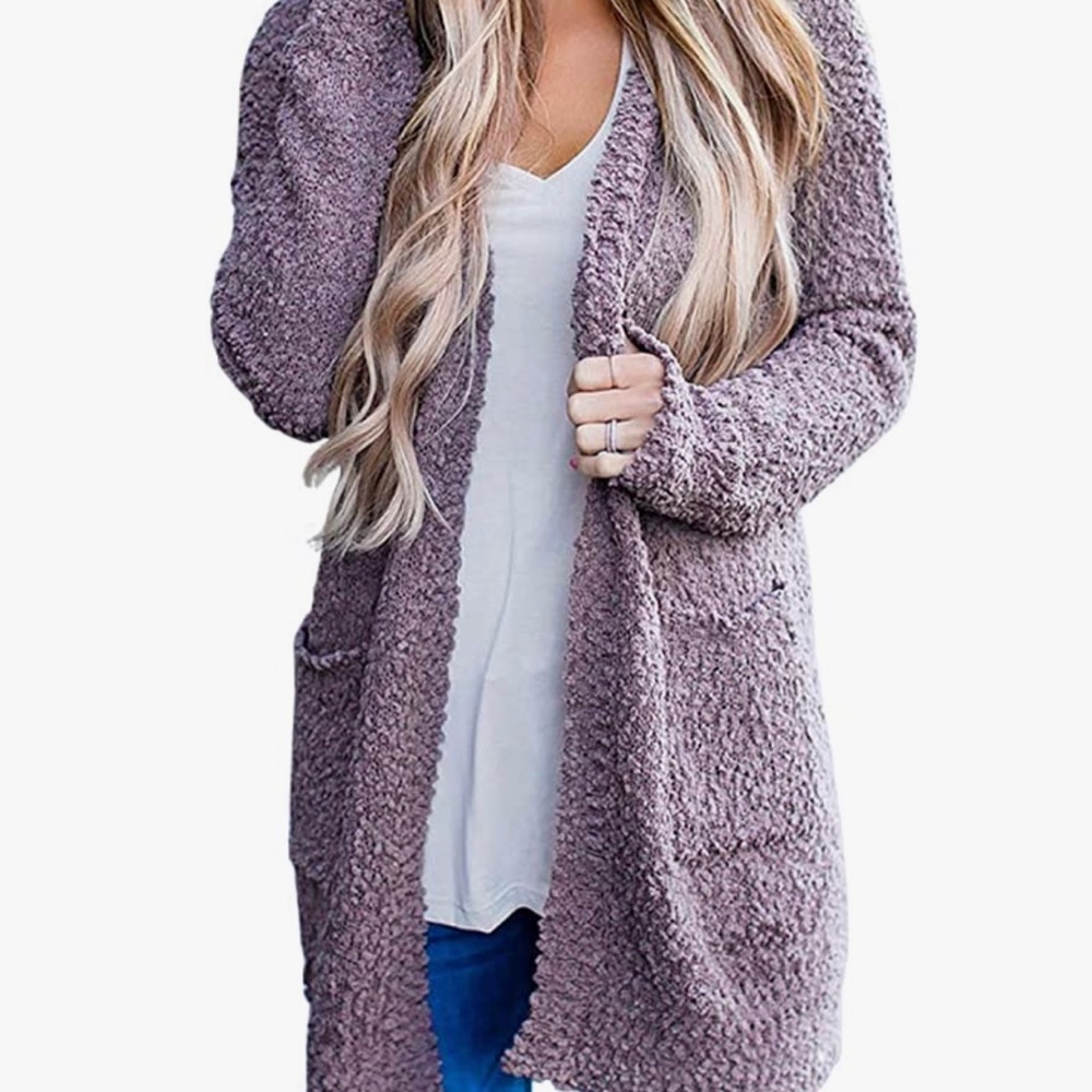 Merokeety Women’s Long Sleeve Open Front Chunky Knit Sweater Cardigan, sz M